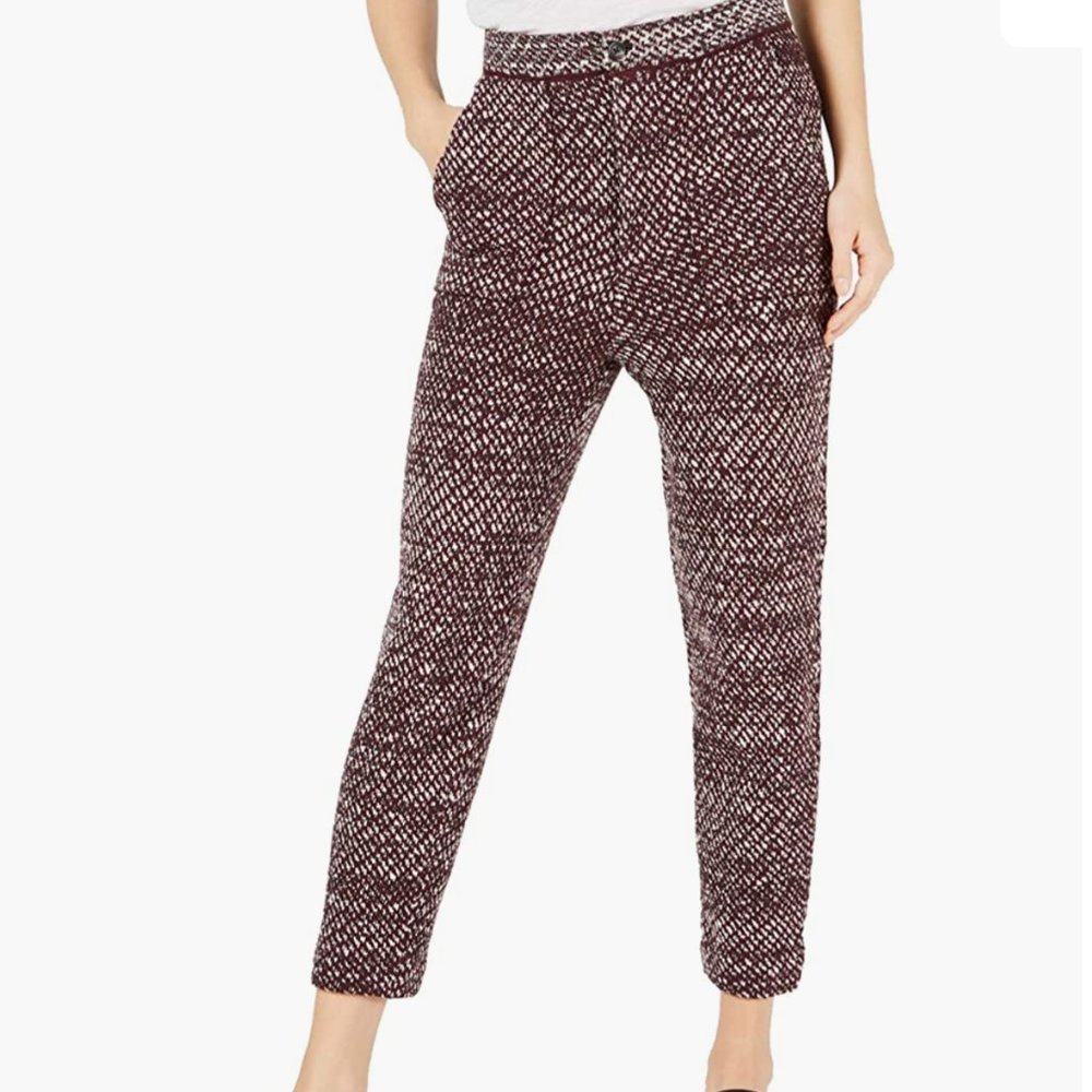 Nwt Free People Cozy Knit Sweater Trouser Pants, Size M, Deep Red Combo